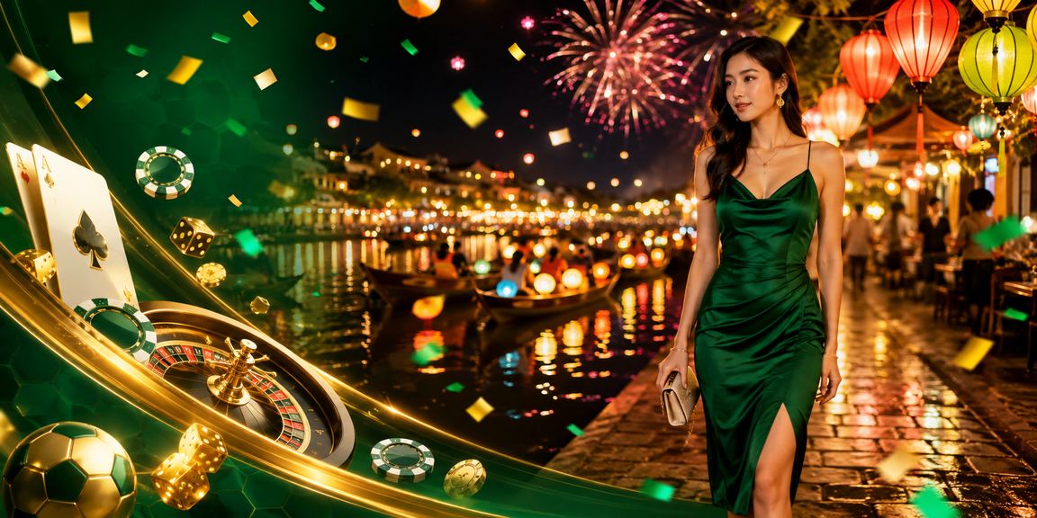 Khung cảnh casino và nhà hàng đêm tại Hội An